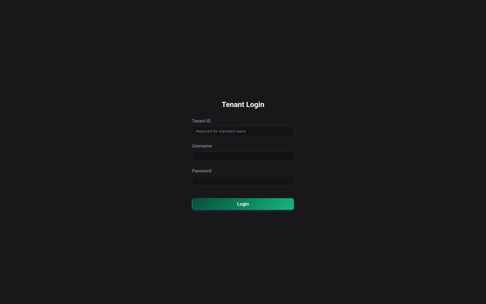 Tenant Login Screen