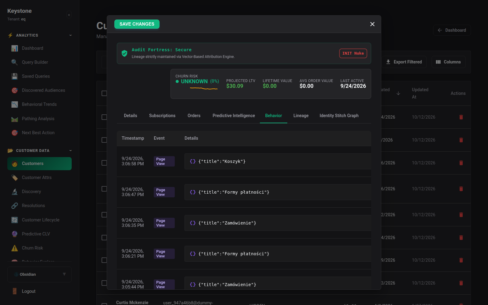 Customer Behavioral Stream