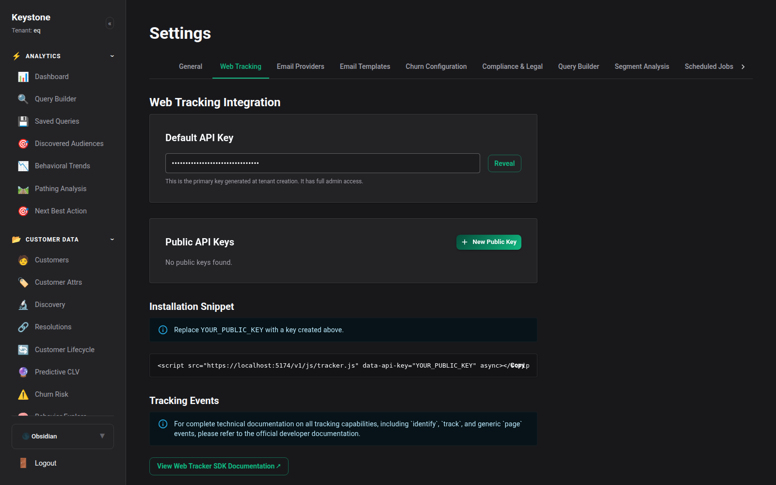 Tracking Settings & Snippet